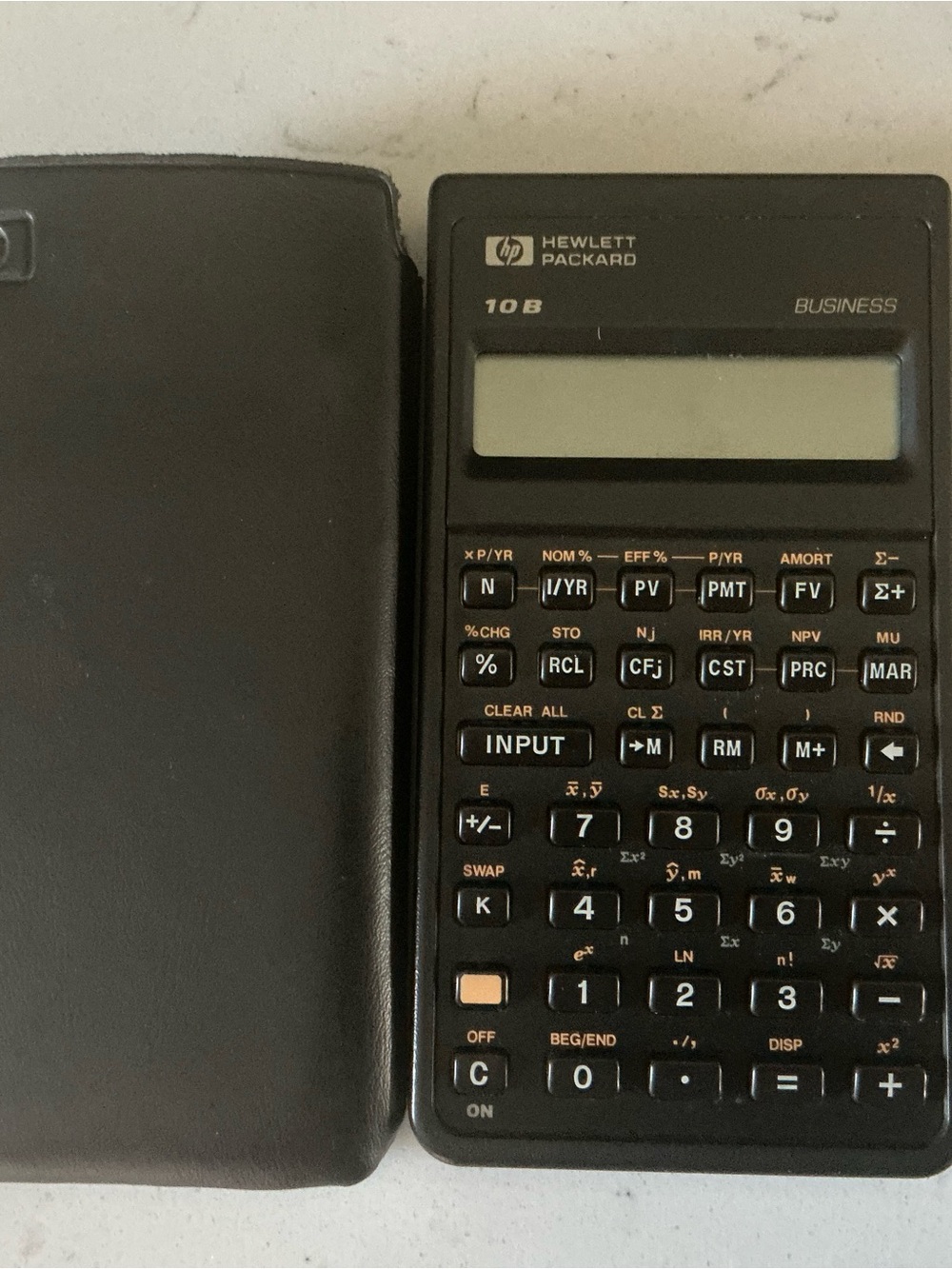 Vintage 1987 HP Hewlett Packard 10B business calculator black with case